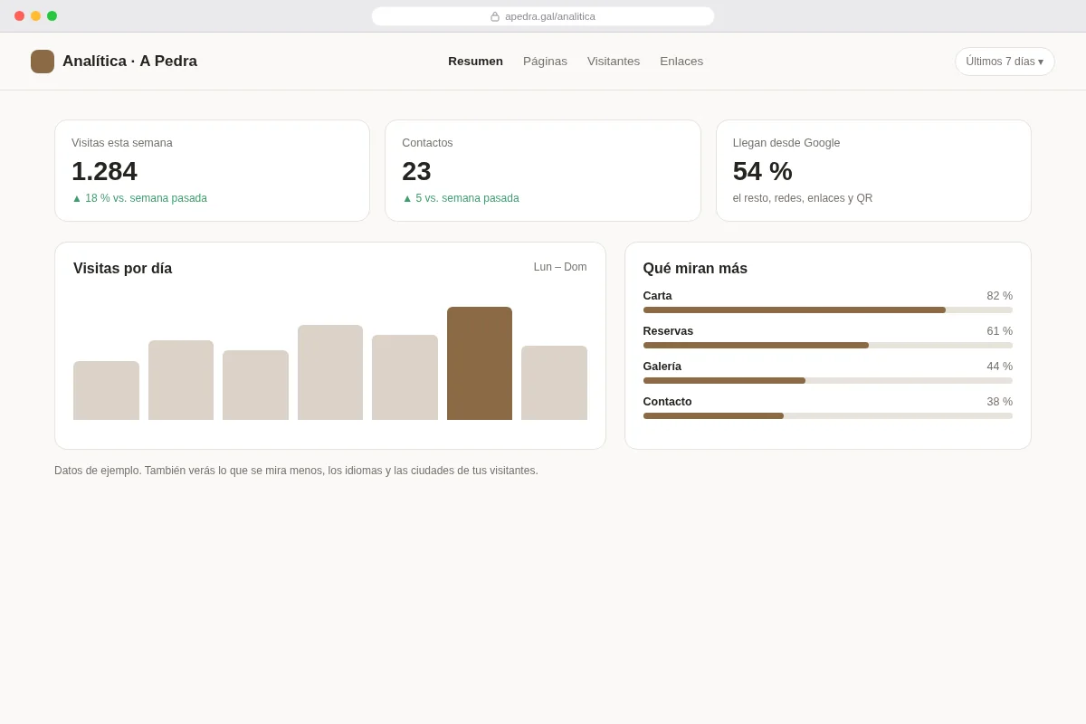 Light version — panel with visits and most-viewed sections.