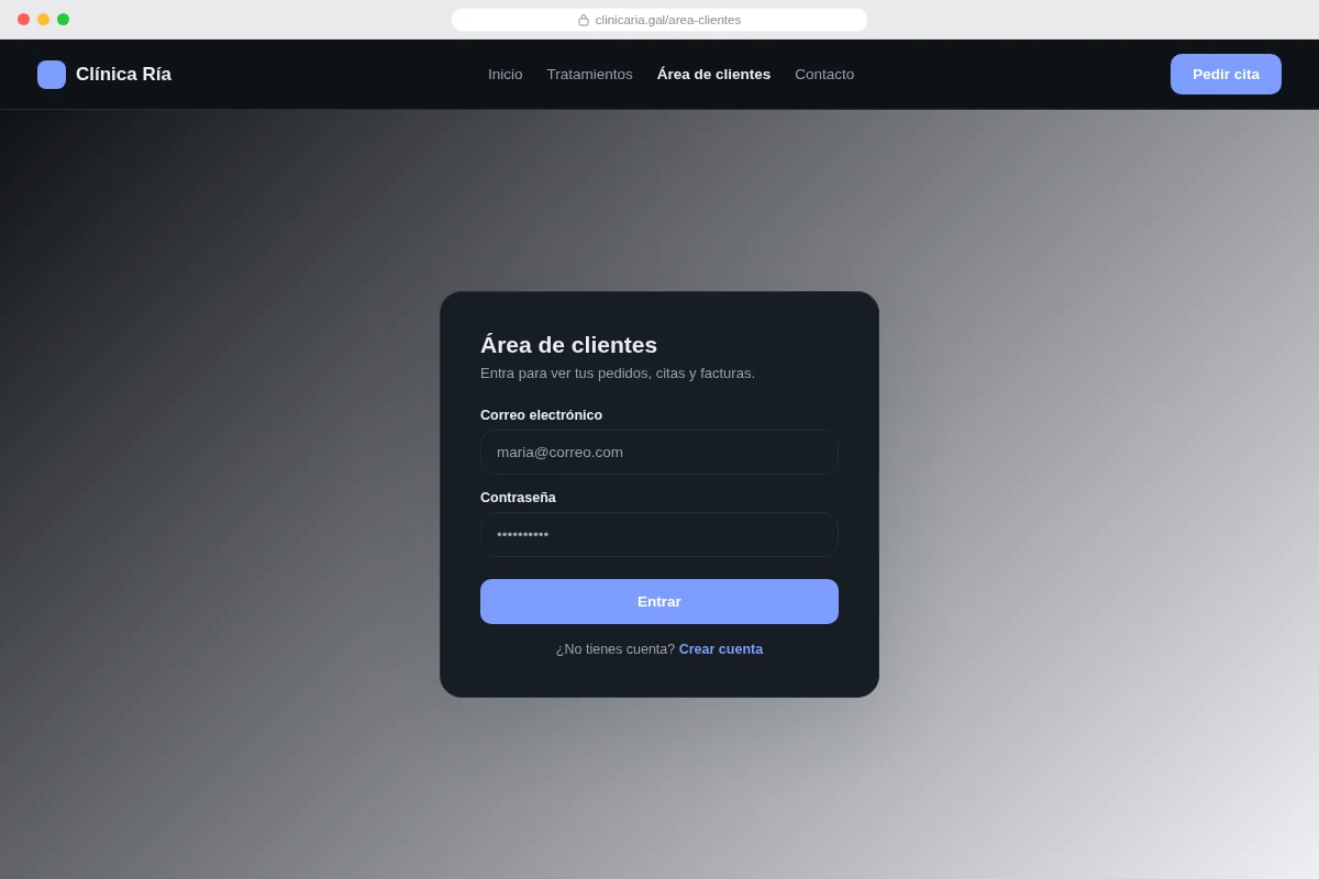 Light version — customer area login.